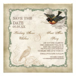 French Roses Love Birds Swirl Vintage Lace - Aqua Invitations