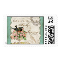 French Roses Love Birds Swirl Vintage Lace - Aqua Postage