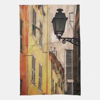 French street with lantern towel