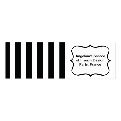 French Stripes in Black Business Card Template (front side)
