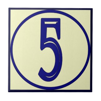 French Style House Numbers 5 Tiles