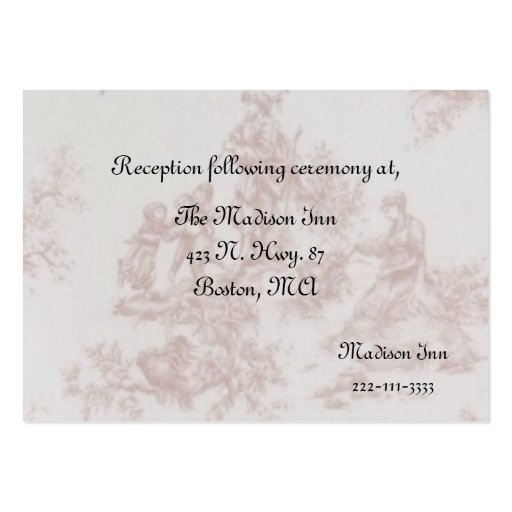 French Toile Wedding enclosure cards Business Card Templates (front side)