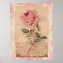 French Victorian Pink Rose Print