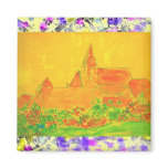 french village watercolour drip magnets
