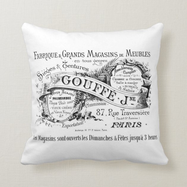 french vintage typography shabby chic cushion throw pillows