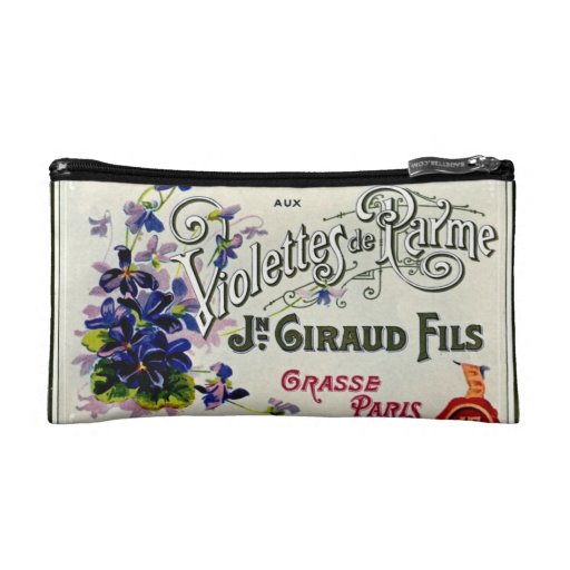 French Violette Perfume Label Makeup Bag