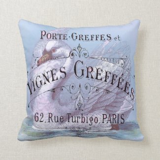 French Wine Grapevine Vintage Advertisement Pillows