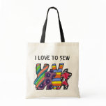 Frenzy, I LOVE TO SEW Tote Bag