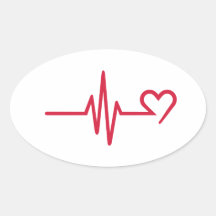 Frequency heart love oval stickers