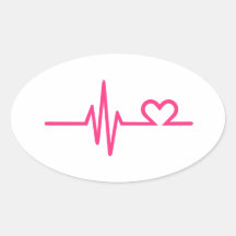 Frequency heart love oval stickers