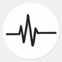 Frequency pulse heartbeat round stickers
