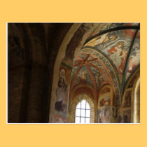 Frescoes,  St. George's Basilica, Prague, Postcard postcards