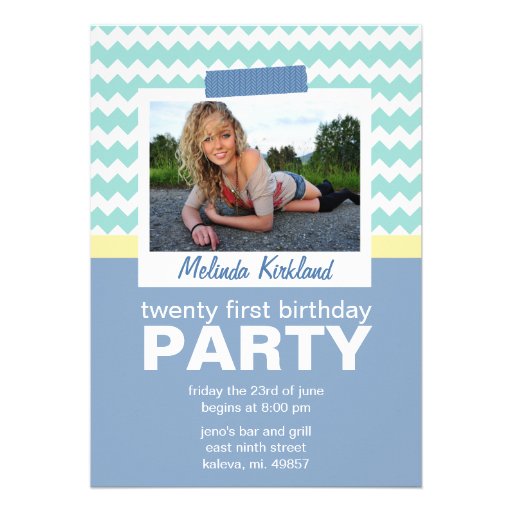 Fresh 21st Birthday Party Invitations (front side)
