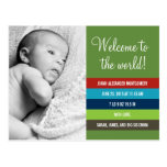 Fresh and Colorful Birth Announcement - Baby Boy postcards