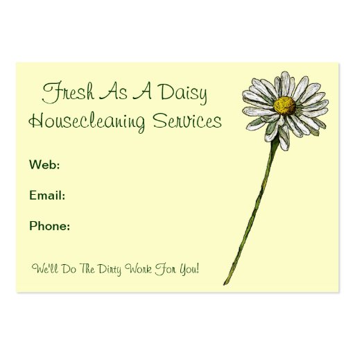 Fresh As A Daisy: Housecleaning Services, Cleaners Business Card Template (front side)