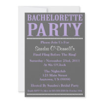Fresh Bachelorette Party Invitations (Violet/Gray)