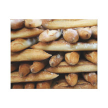 Fresh baguettes stretched canvas print
