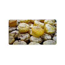 Fresh baked  muffins on a plate personalized address labels