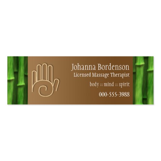 Fresh Bamboo Massage Therapy Business Card (front side)