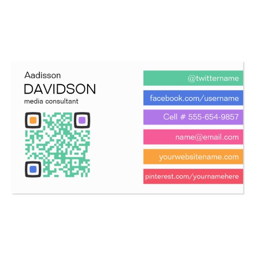 Fresh Bar QR CODE Social Media Business Card (front side)