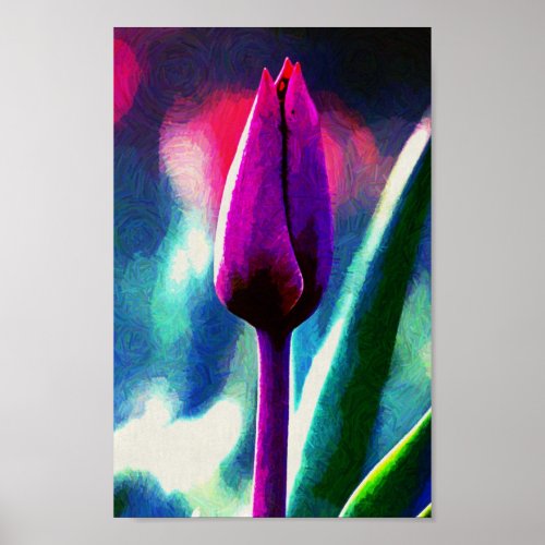 Fresh Blooming Purple Tulip Impressionist Poster print