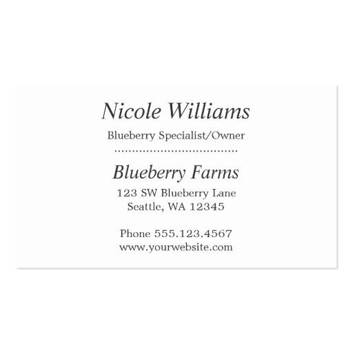 Fresh Blueberries Business Card Templates (back side)