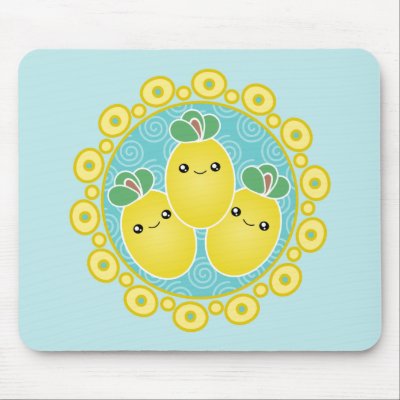 Fresh Bunch Of Lemons Kawaii Mousepad by mariannegilliand