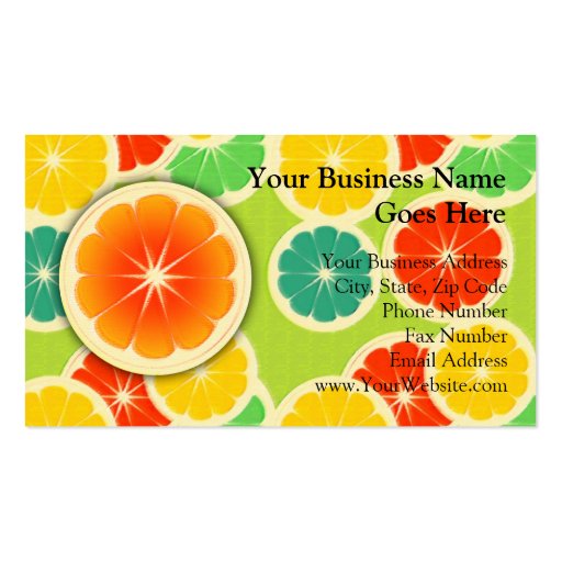 Fresh Citrus Fruit Design, Cute Colorful Business Card (front side)
