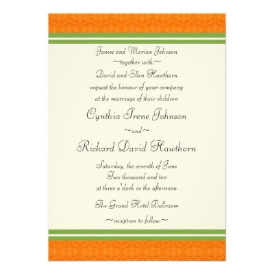 Fresh Citrus Orange Green Wedding Invitations