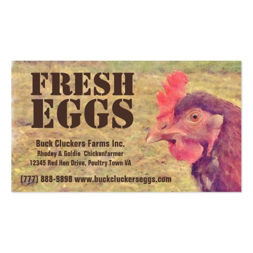Fresh  Eggs - Red hen Layer Chicken Business Card Template (front side)