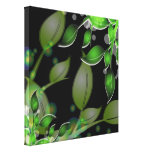 Fresh Garden Leaves on Black  Wrapped Canvas Canvas Prints