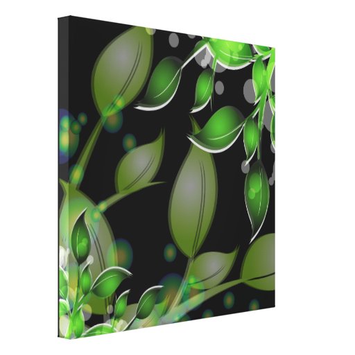 Fresh Garden Leaves on Black  Wrapped Canvas Canvas Prints