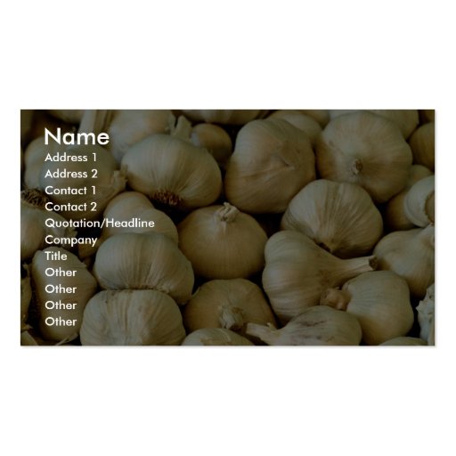 Fresh garlic Photo Business Card Templates (front side)