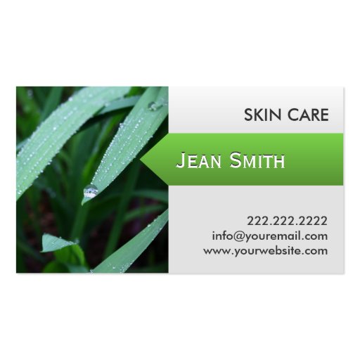 Fresh Green Leaves Skin Care Business Card (front side)
