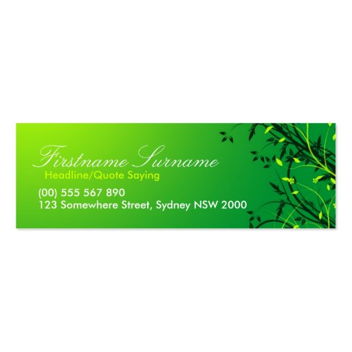Fresh Green Vines Leaves compact cards Business Card Template (front side)