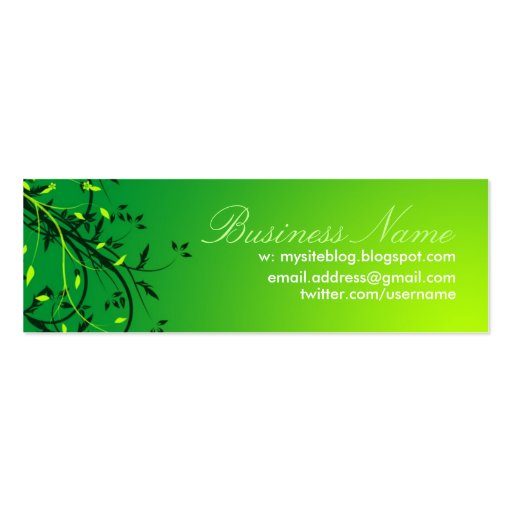 Fresh Green Vines Leaves compact cards Business Card Template (back side)