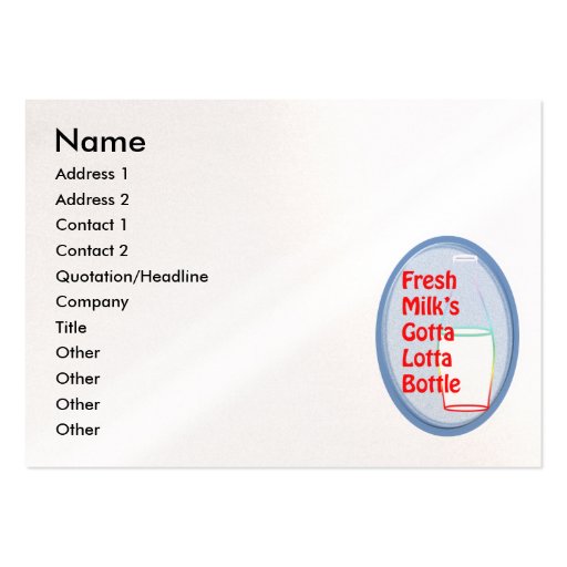 Fresh Milk's Gotta Lotta Bottle Business Card Templates (front side)