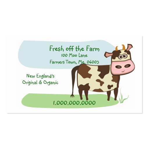 Fresh off the Farm Business Card (front side)