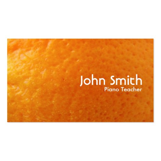 Fresh Orange Piano Teacher Business Card (front side)
