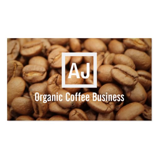 Fresh Organic Coffee Beans Modern Business Card (front side)