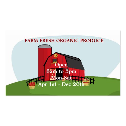 Fresh Organic Farming Business Card Templates (back side)