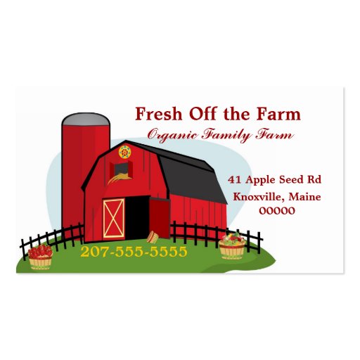 Fresh Organic Farming Business Card Templates (front side)