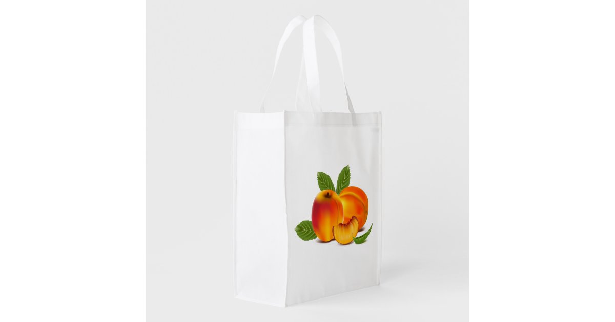 Fresh Peaches Grocery Bag Zazzle