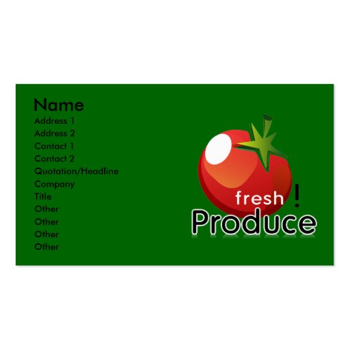 Fresh Produce Business Cards (front side)
