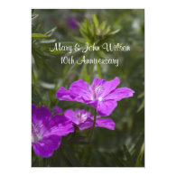 Fresh purple garden flowers anniversary invitation announcement