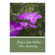 Fresh purple garden flowers anniversary invitation invitations