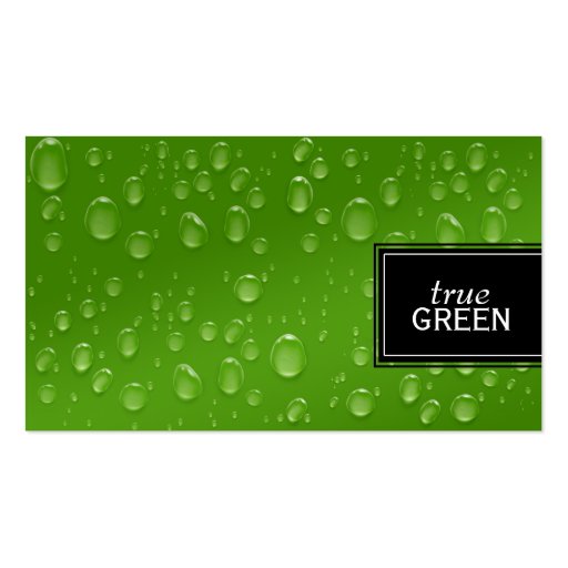 Fresh Raindrops in Green Business Card Template