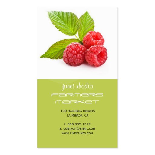 Fresh raspberry business card templates (back side)