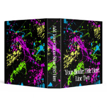 Fresh Retro Neon Paint Splatter on Black Binders