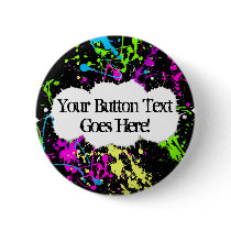 Fresh Retro Neon Paint Splatter on Black Buttons